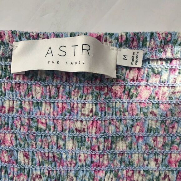 NWT ASTR The Label Blue Pink Striped Cold Shoulder Ruched Mini Dress Size M‎ - Picture 6 of 7